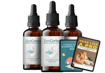 ZenCortex hearing support bottles with free bonuses
